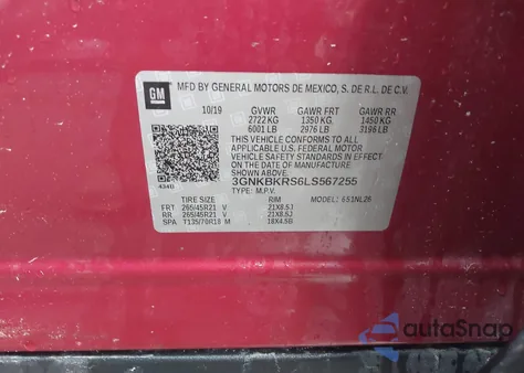 2020 Chevrolet Blazer Rs from USA, damaged, VIN 3GNKBKRS6LS567255